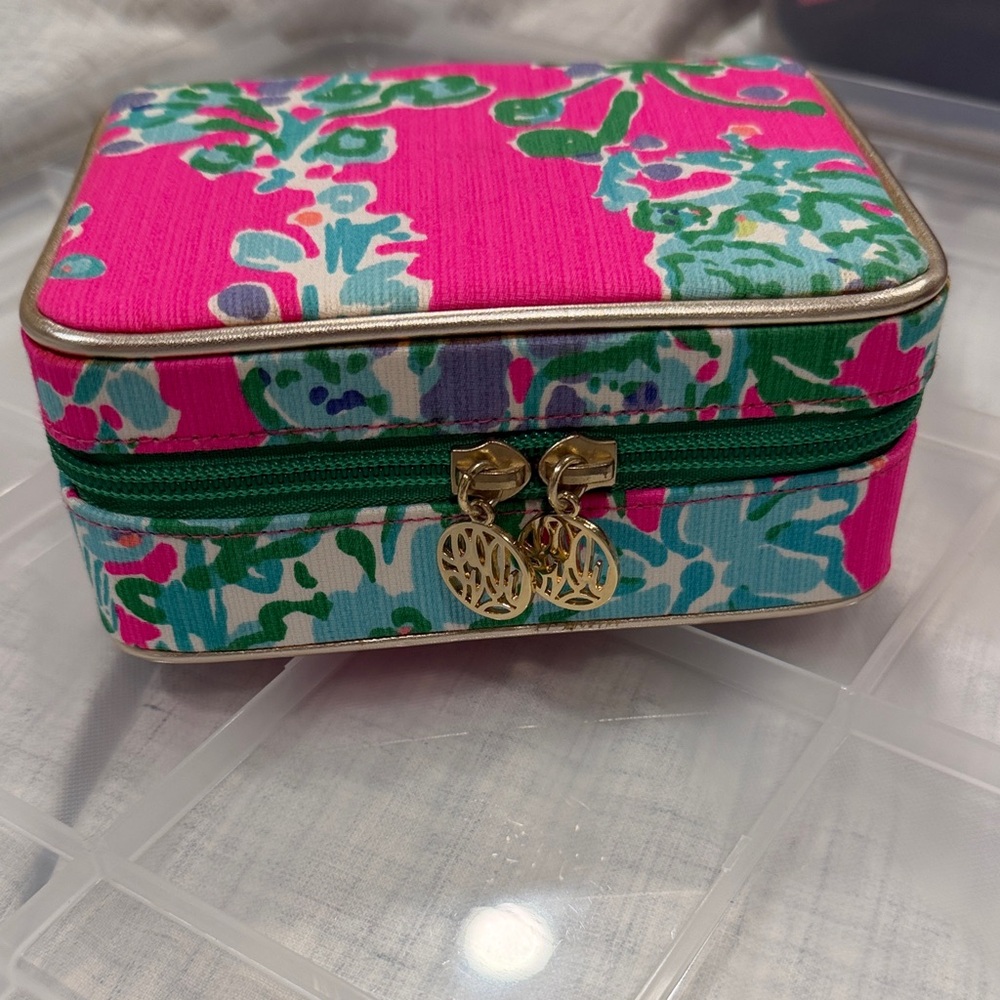 Lilly Pulitzer Pink and Green Floral Jewelry Box